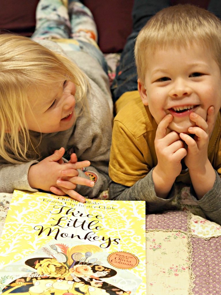 Three Little Monkeys by Quentin Blake & Emma Chichester Clark - laughing together.