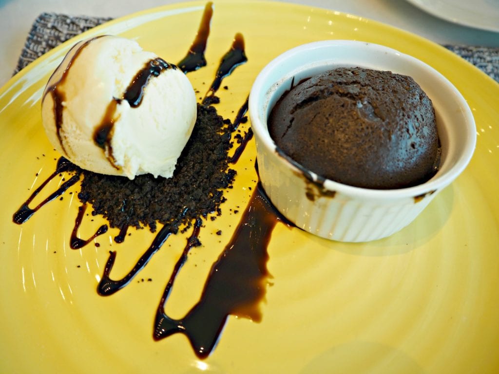 chocolate souffle with ice cream