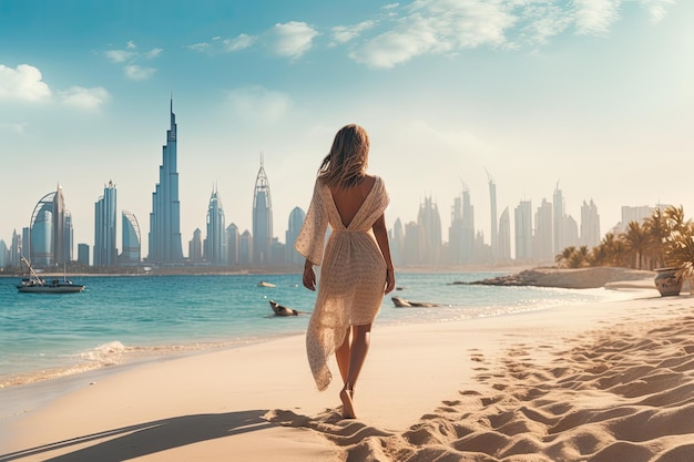 https://img.freepik.com/premium-photo/young-woman-walking-beach-with-dubai-city-skyline-background-beautiful-woman-walking-beach-dubai-background-there-is-skyline-dubai-marina-ai-generated_538213-3725.jpg